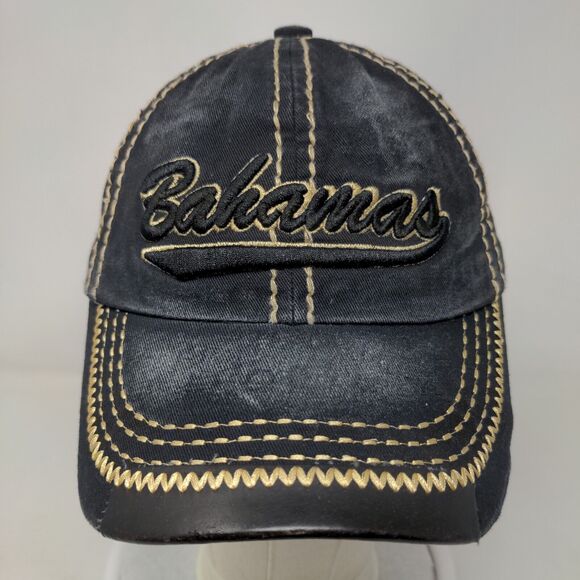 Bahamas Slideback Hat Black One Size Adjustable Strap Embroidered 6 Panel - Picture 2 of 7